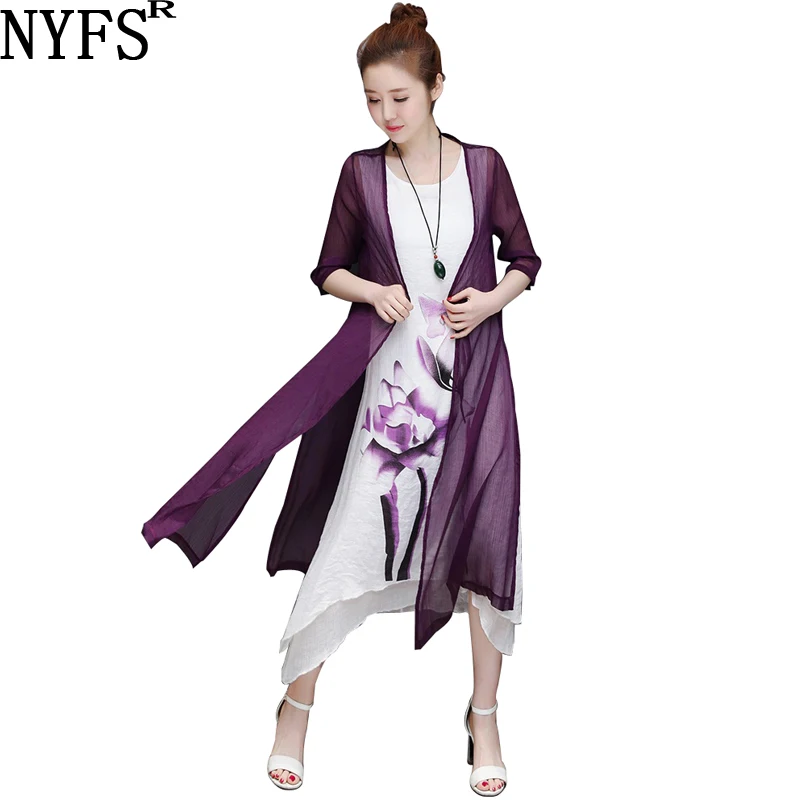 

NYFS 2022 Summer New Ink painting Woman Dress female Vestidos Robe Cotton Linen loose Two-piece set Long Dress S-4XL Size