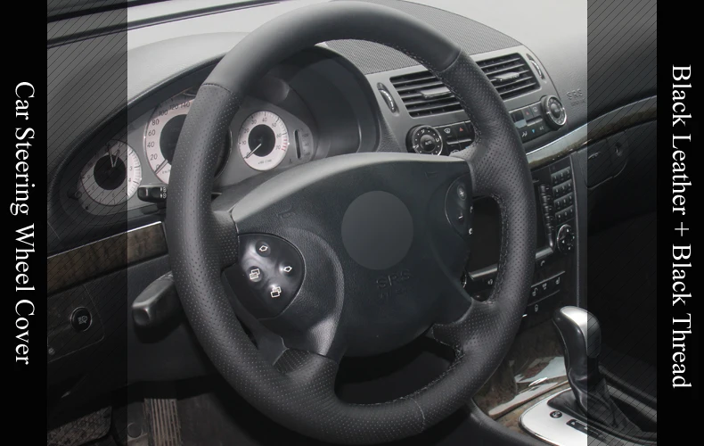 Lqtenleo черная искусственная кожа ручная прошивка автомобиля рулевое колесо Крышка для Mercedes-Benz старых E240 E63 E320 E280 2002-2005