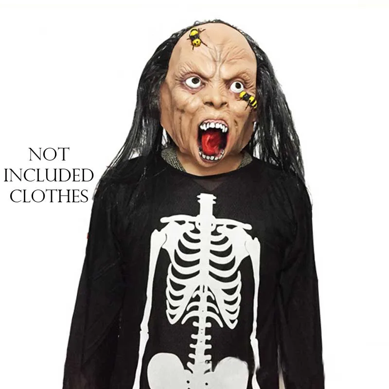 Анфас Маска из латекса головки блока цилиндров забавные Косплэй длинные волосы