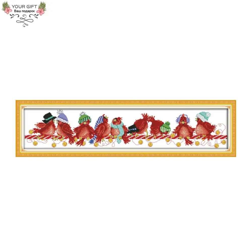 

Joy Sunday Christmas Birds Home Decoration D413(2) 14CT 11CT Stamped and Counted Animal Embroidery DIY Cross Stitch Kits