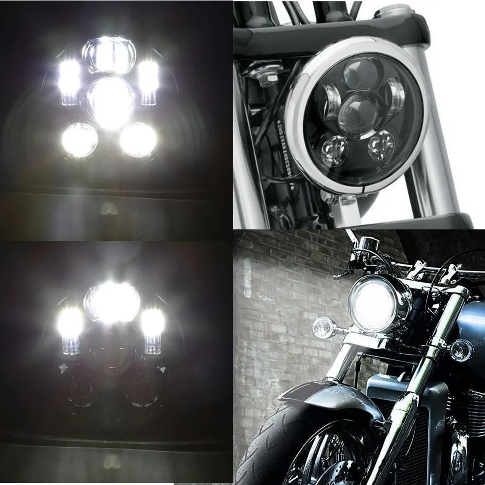 DOT 5-3/4 5.75 Inch Round Moto Projector Replacemetn LED Headlight for Harley motorcycle Motorcycles Headlamp Bulb |