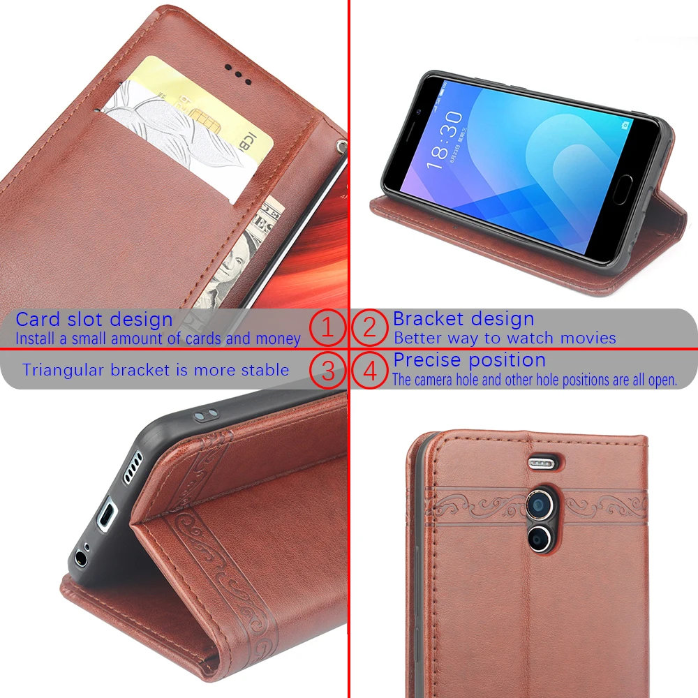 Роскошный кожаный чехол книжка с отделениями для карт MEIZU M6 NotePhone сумка MEILAN Note 6