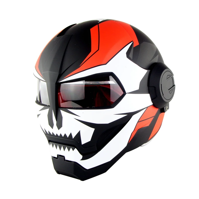 

Soman 515 Iron Man Motorcycle Helmet Flip Up Verspa Ironman Skull capacetes Flip up Robot Casco DOT Approval