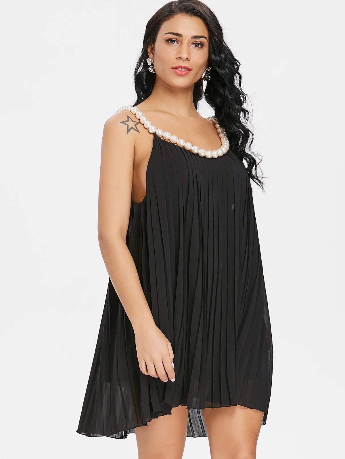 Женское плиссированное платье VESTLINDA свободное ТРАПЕЦИЕВИДНОЕ мини-платье без