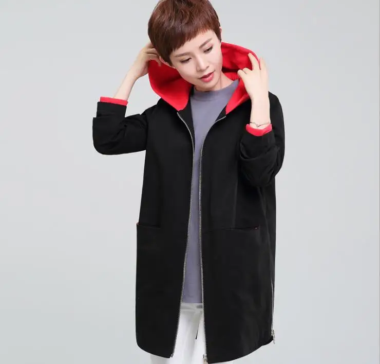 

Женская ветровка большого размера, длинная осенняя куртка, 2018