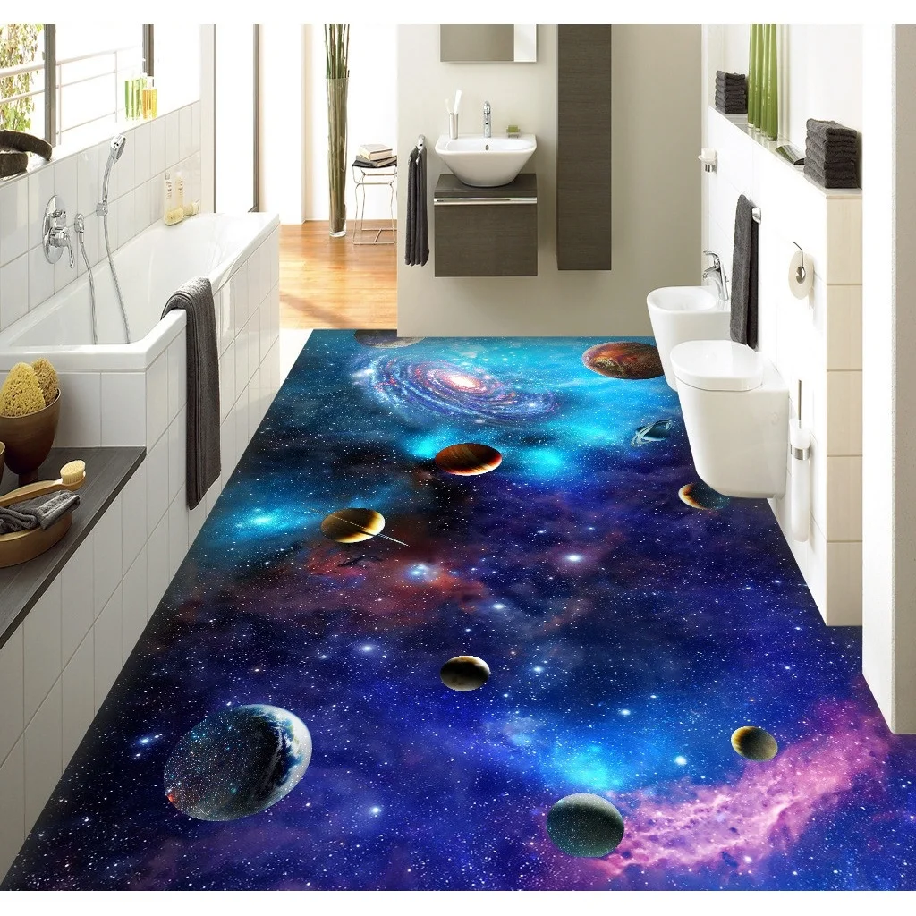 3D ПВХ напольные наклейки на стену звезда галактика Вселенная покрытия для ванной