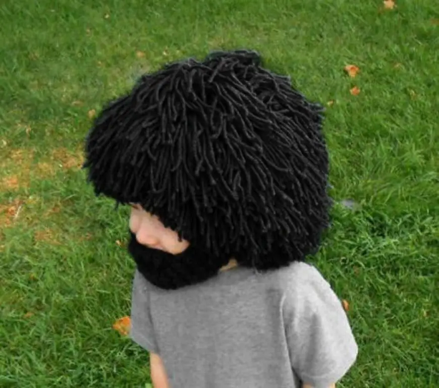 Шапка BomHCS с париком для бороды Хобо бешеный ученый раста пещерный человек