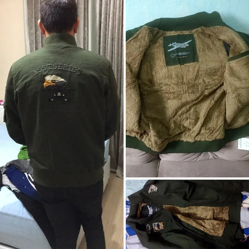 LOMAIYI Men's Winter Military Bomber Jacket Coat Thick Fleece Lining Cotton Parka Men Air Force Pilot Flight WindBeaker BM010