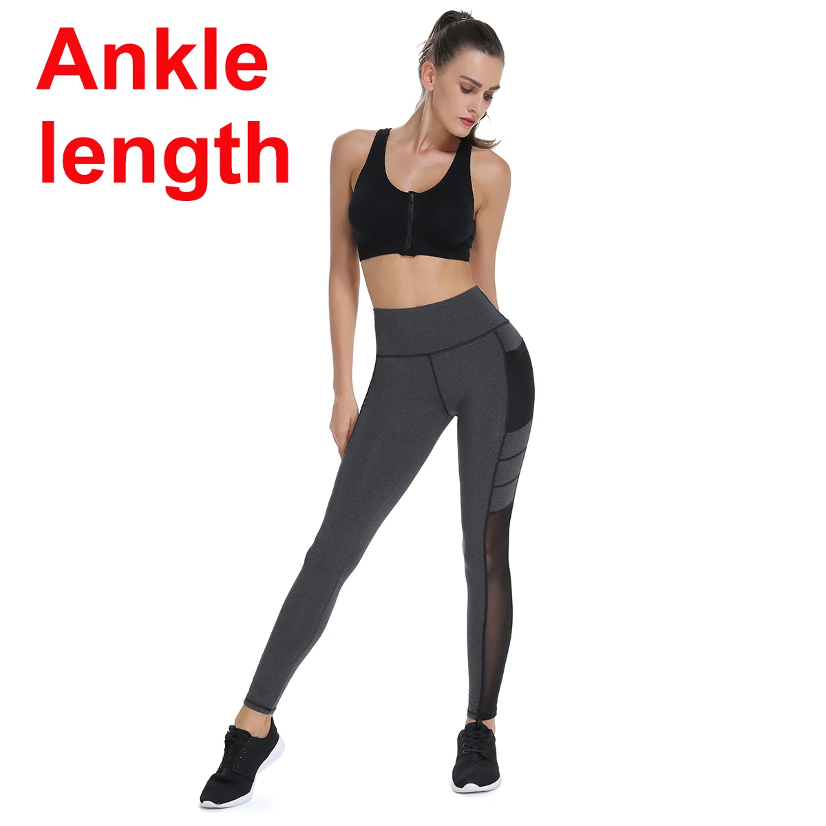 Ankle-length Спортивные леггинсы с высокой талией, леггинсы для фитнеса, леггинсы с карманами, штаны для тренировок с эффектом пуш-ап, штаны для похудения, штаны для женщин, для тренажерного зала - Цвет: Ankle-length