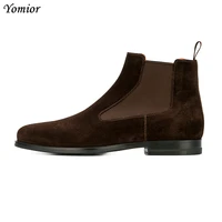 genuine leather italian vintage men shoes fashion breathable ankle boots dress rome pointed toe chelsea boots footwear
