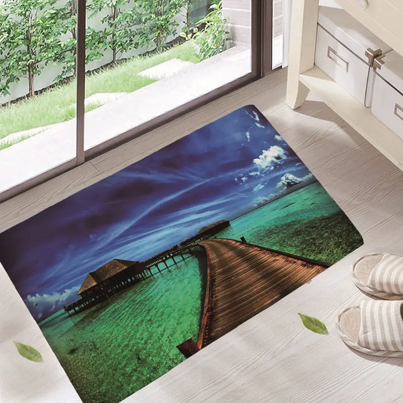 Dream scenery Door Mat Floor Carpet for Living Room mountain Pattern Coral Fleece Rug Anti-Slip Doormat Home Decor dd12