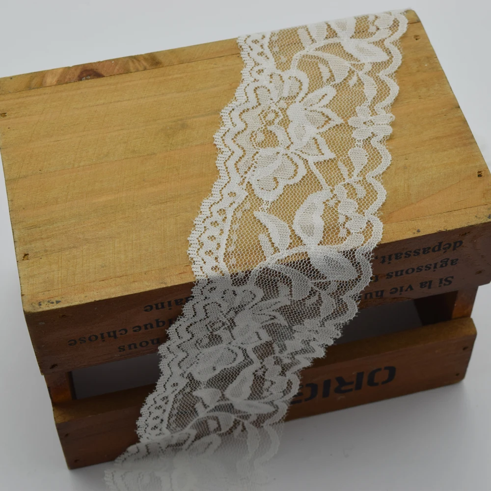 

10yards White Stretch Floral Scallop Lace Trim forl Lingerie Headband Elastic DIY lace wide:6cm