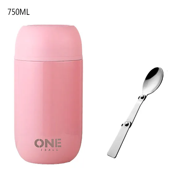 750ml Pink Мультяшная чашка контейнер для еды термос бутылка термосы для еды для супа горшок ланч бокс для еды для супа контейнер 470 мл 750 мл - Color: 750ml Pink