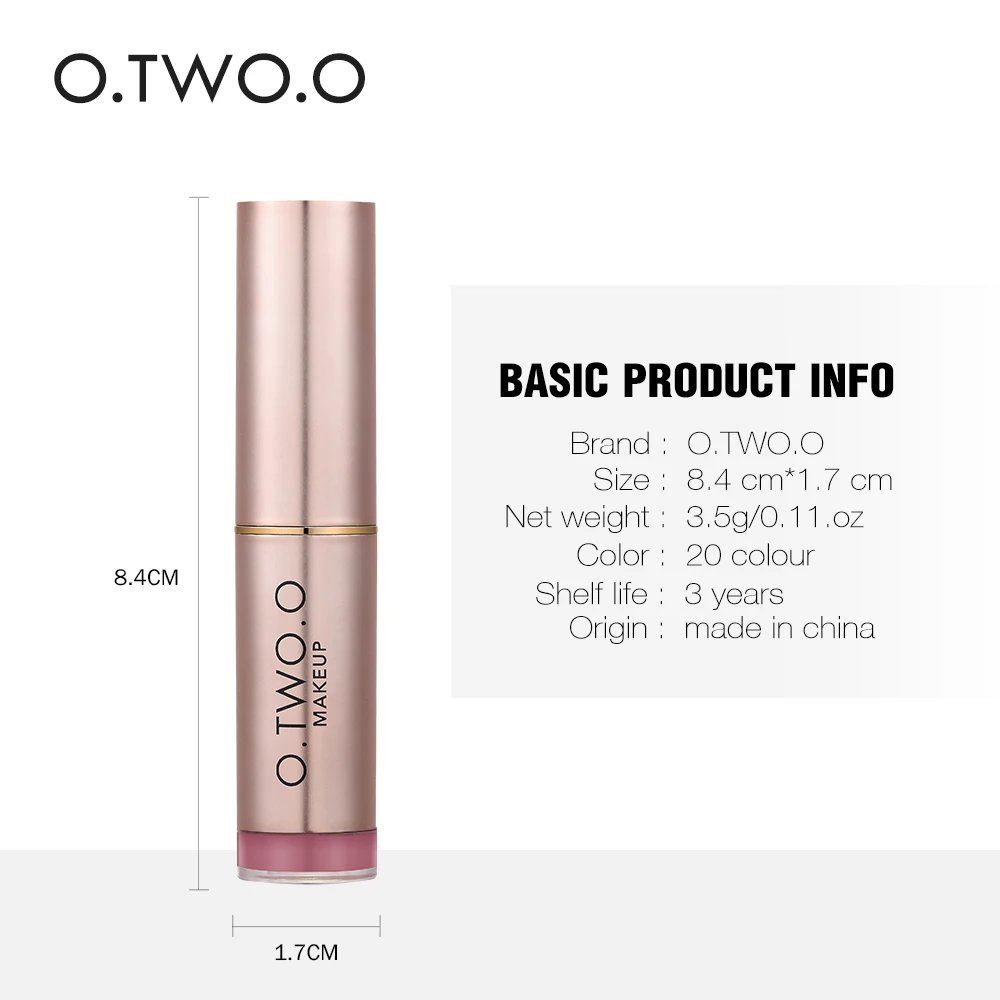O.TWO.O Matte Lipstick Wateproof Long Lasting Lipsticks Brand Lips Makeup Cosmetics Dark Red Sexy Lip Gloss 20 Colors |