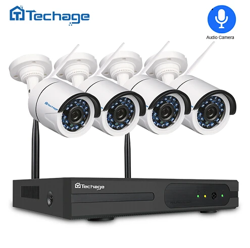 Techage 4CH 1080P Беспроводная NVR CCTV система безопасности 2.0MP аудио запись наружная Wifi ip-камера P2P комплект видеонаблюдения 1 ТБ HDD - Цвет: Белый