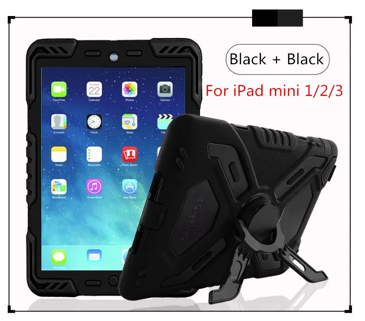 For mini 1 2 3 Black Водонепроницаемый ударопрочный чехол для iPad mini 1 2 3 4, безопасный Чехол-подставка для iPad mini 4, сверхпрочный силиконовый чехол - Цвет: For mini 1 2 3 Black