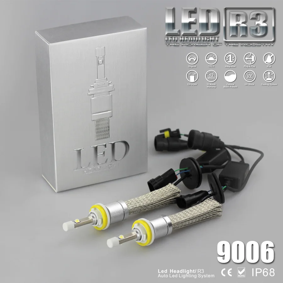 1 комплект 9006 дюйма 80 вт светодиодный автомобильный фсветильник с CREE чипом лм 12 в