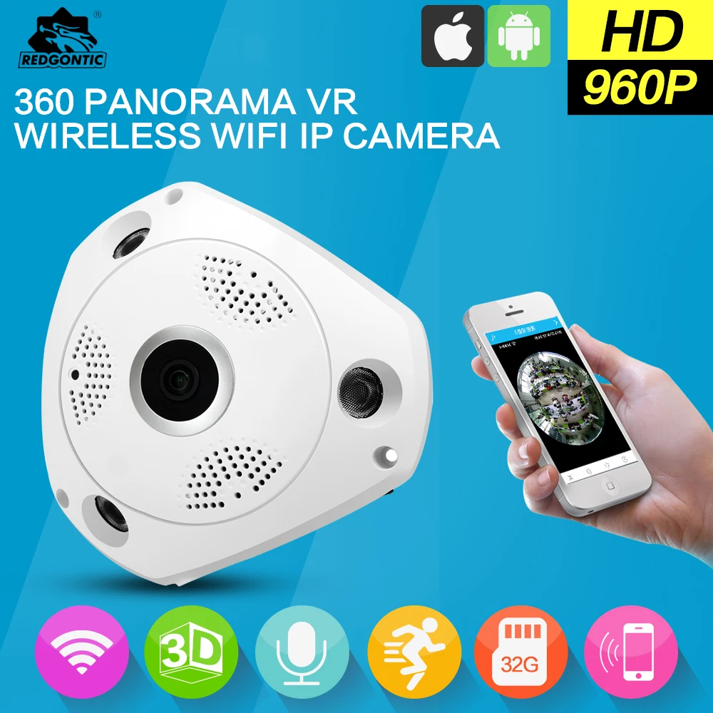 IP камера HD Wi Fi 360 видеокамера для панорамной 1.3MP типа рыбий глаз ИП наблюдения