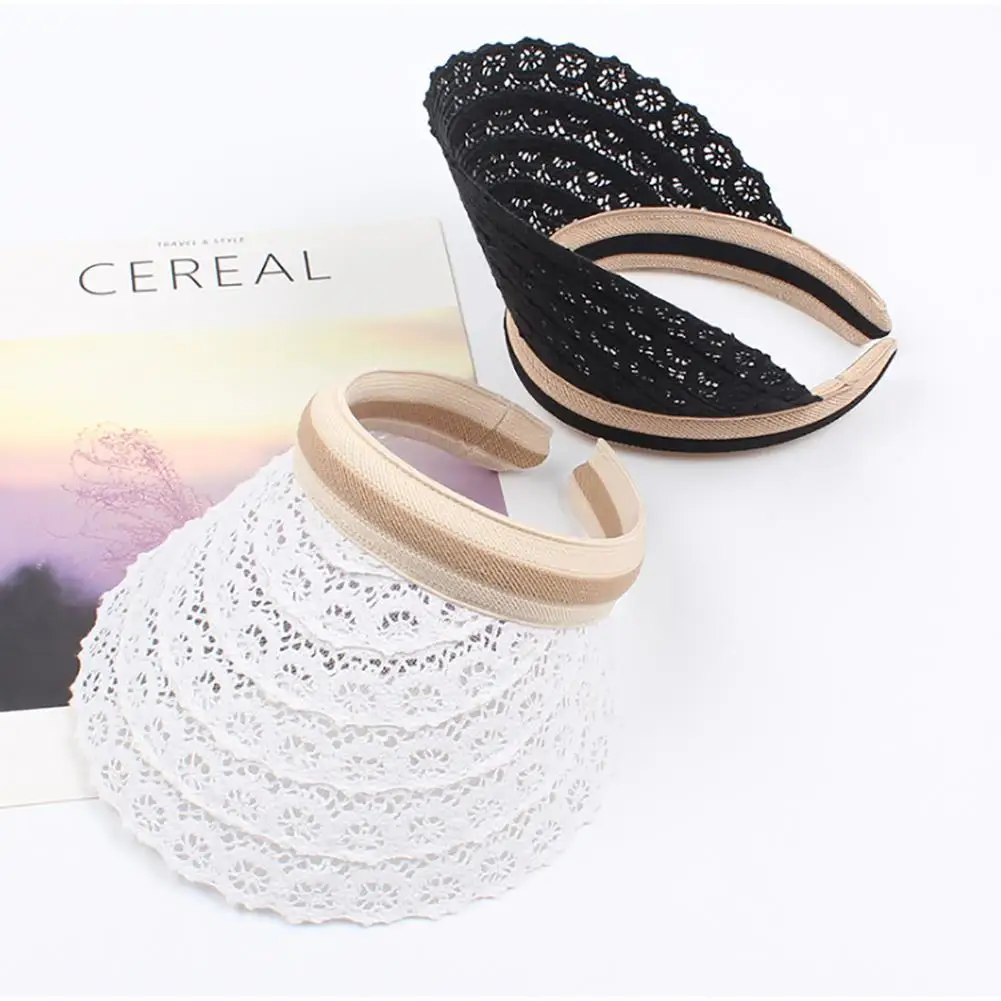 

MISSKY Women Sun Hats Sweet Lace Sun Visors for Women and Girls Long Brim Thicker Adjustable Hat Female Caps