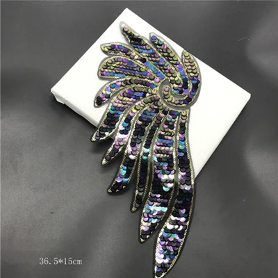 2pcs left side 2 шт./лот большой пришить Евгения Sequin крылья Патчи DIY аппликация вышивка большой патчи для куртки Костюмы Parches - Цвет: 2pcs left side