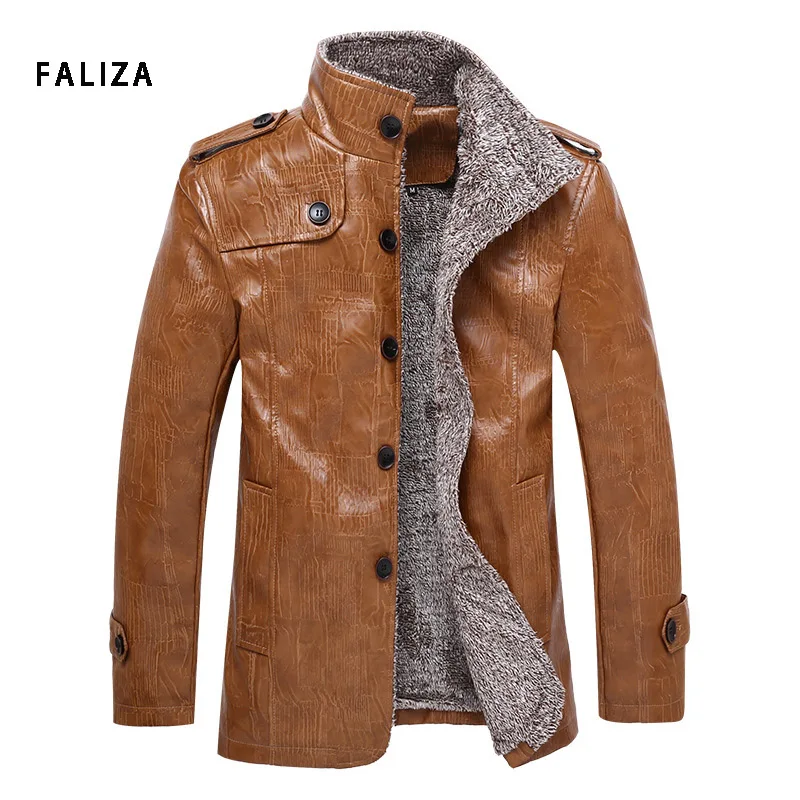 FALIZA размера плюс 8XL зимние мужские кожаные куртки Мужская ветровка из