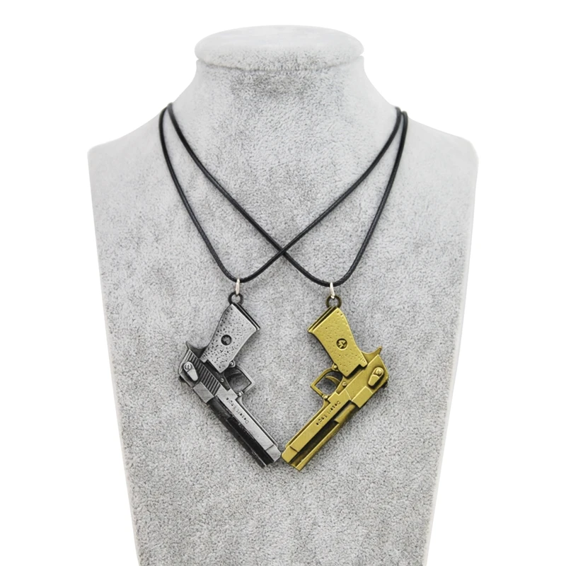 

Original New Men's CS GO Leather Chain Pistol Choker Necklace Vintage Counter Strike Gun Pendant Necklace Jewelry Party Gift