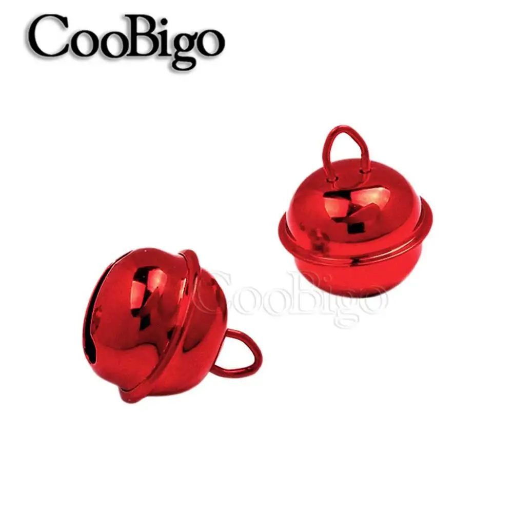 Red Хороший 10 шт. Красочные Утюг Металл 22 мм Jingle Bell Новогоднее украшение ПЭТ Подвески Ключ DIY ремесла аксессуары ручной работы - Цвет: Red