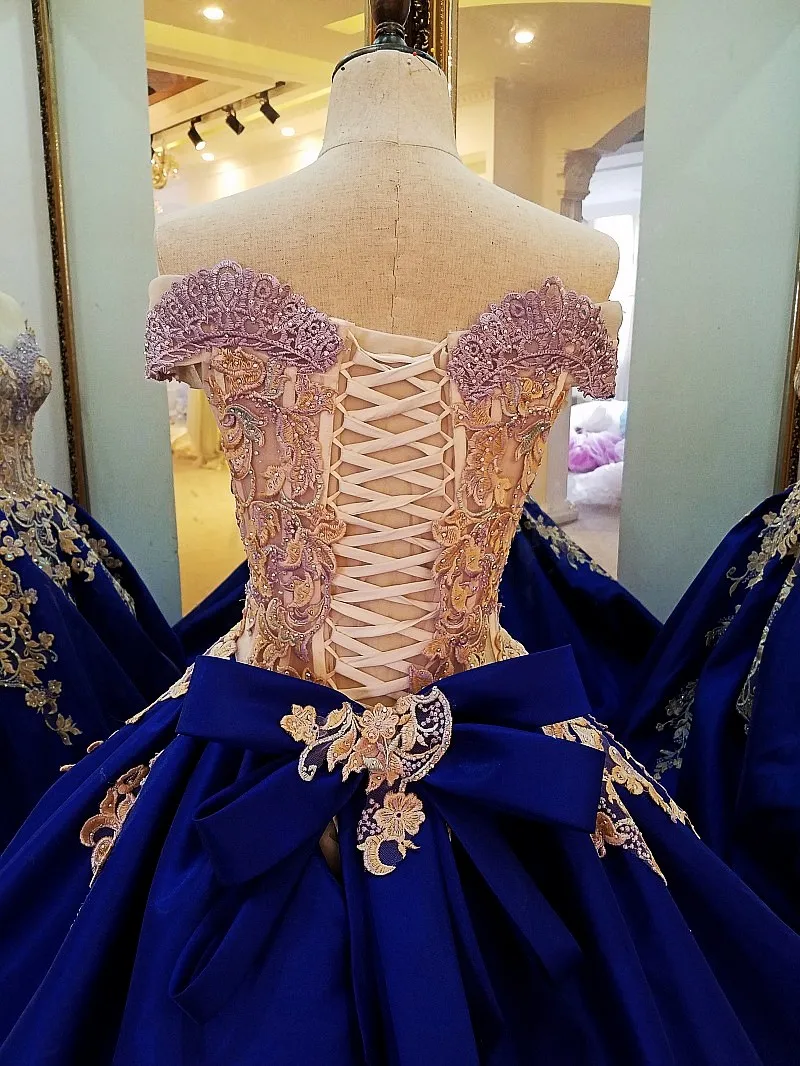 LS33042 вечернее платье Королевский синий кружева длинный корсет спиной бальное