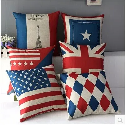 Free shipping New Comfortable Soft Personalised America UK British Canada Flag Eiffel Tower Cushion Cover 45cm*45cm | Дом и сад