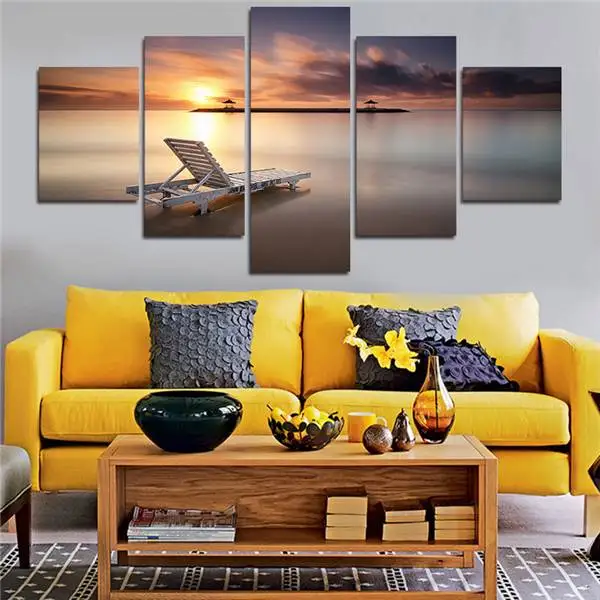 Настенная картина с изображением заката пляжа 5 шт. для гостиной декор Модульная