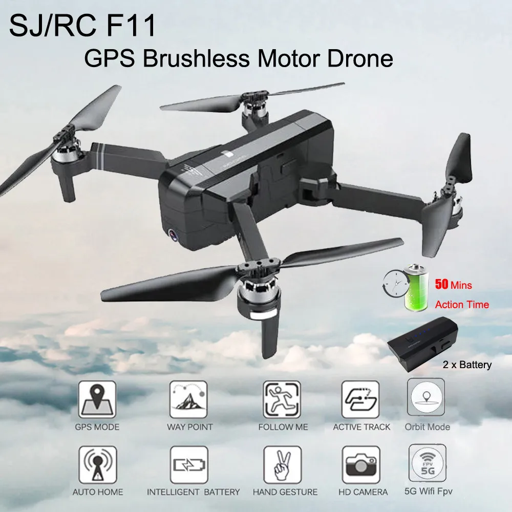 Складной бесщеточный Квадрокоптер SJRC F11 GPS 5G Wi Fi FPV 1080 P HD|Радиоуправляемые