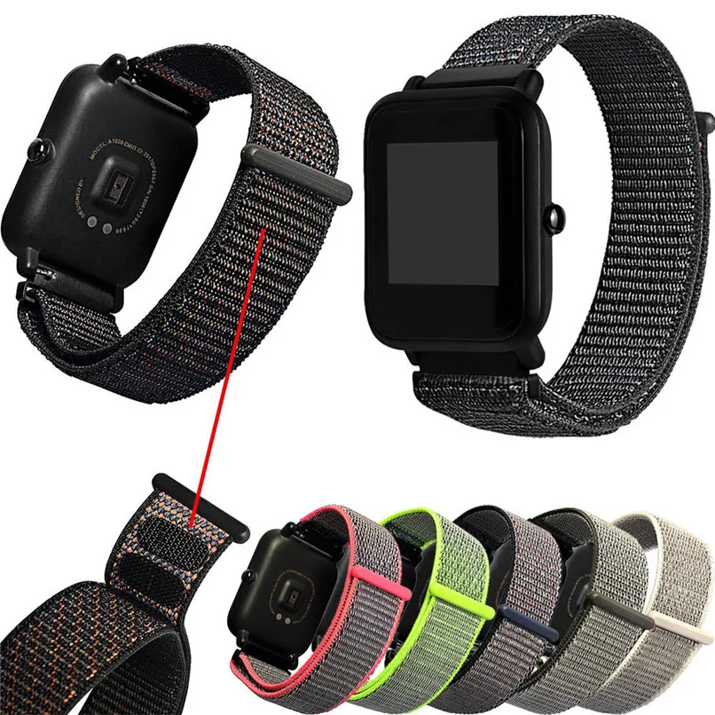 20 мм Волшебная наклейка холст для Huami Amazfit Смарт часы Youth Edition Bip BIT PACE Lite ремешок