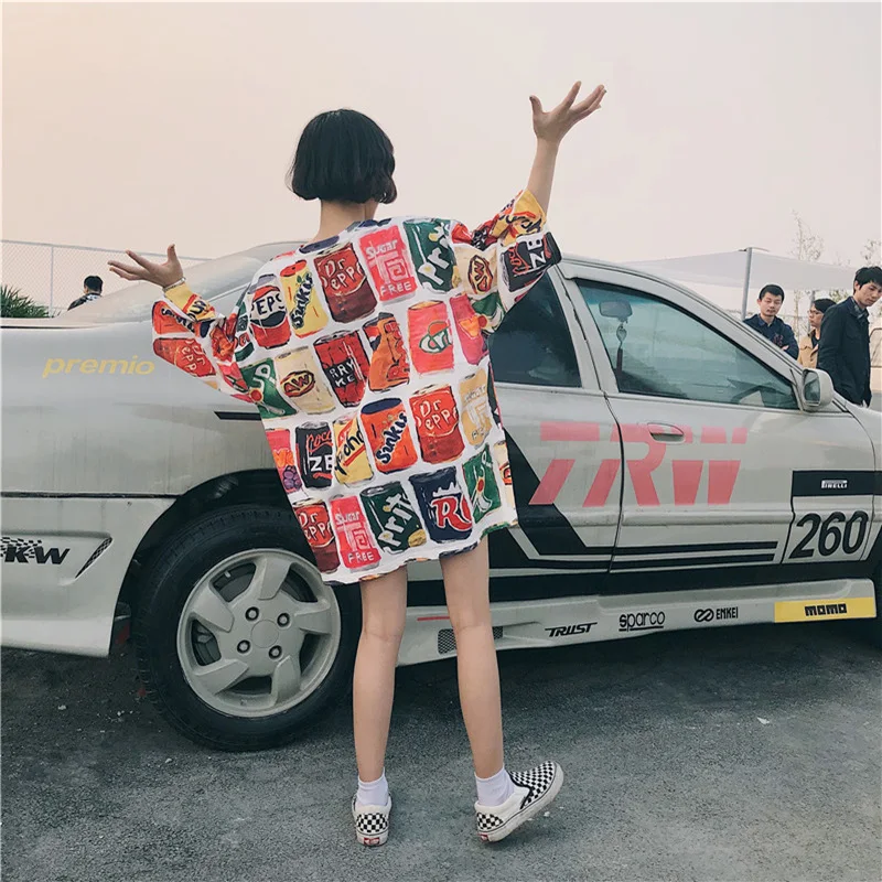 Гц 2018 Tumblr Harajuku футболка женские панк Cola печати плюс размер хип хоп летние топы