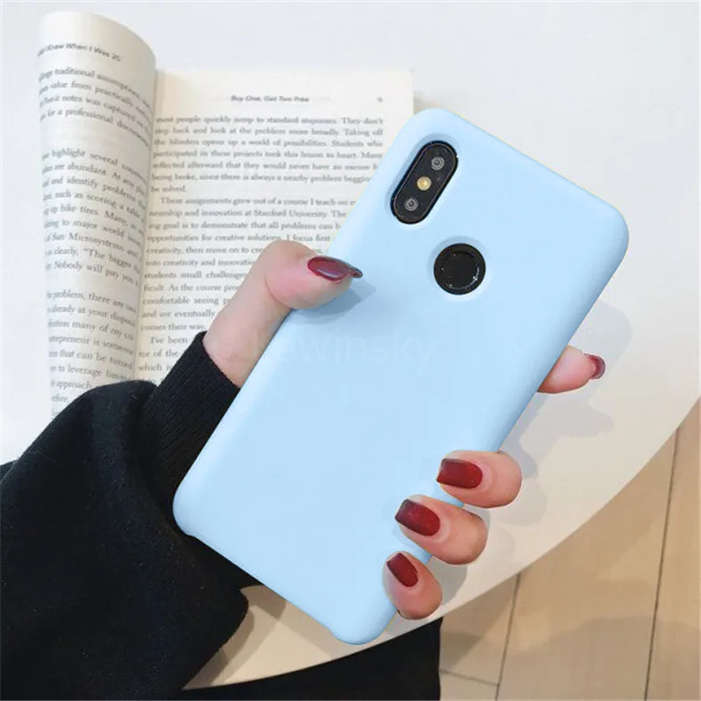 Жидкий силиконовый чехол для Xiaomi mi A2 8 lite SE 6X6 Max 3 mi x 2 2s Red mi 6A Note 5 6 7 Pro из мягкого ТПУ, конфетный чехол для телефона - Цвет: light blue