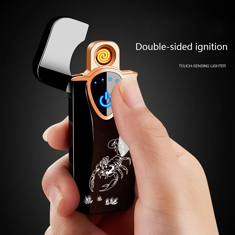 Usb зарядка Электронная Зажигалка Ветрозащитная тонкая мужская индивидуальность