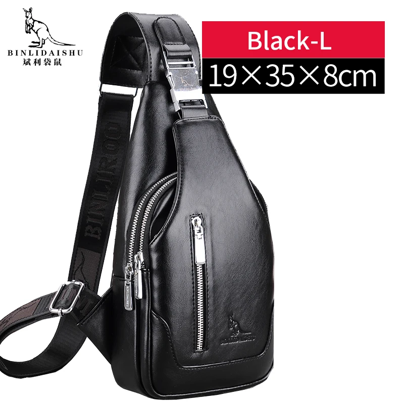 black-L BLds usb зарядка Одна сумка через плечо мужские сумки через плечо мужские водонепроницаемые нагрудные сумки на лямках новые сумки через плечо - Цвет: black-L