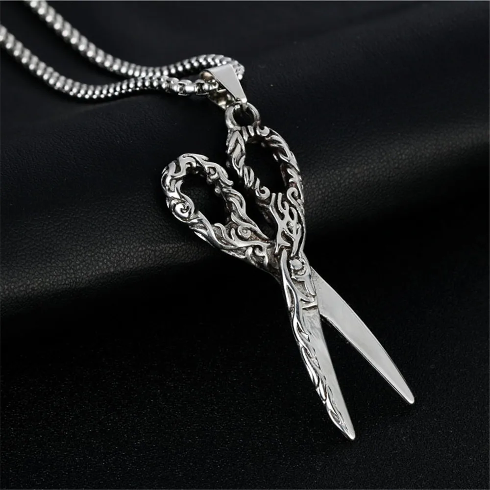 Мода парикмахеры Ножницы Neckalce Для мужчин хип хоп Рок Золотые украшения Цвет