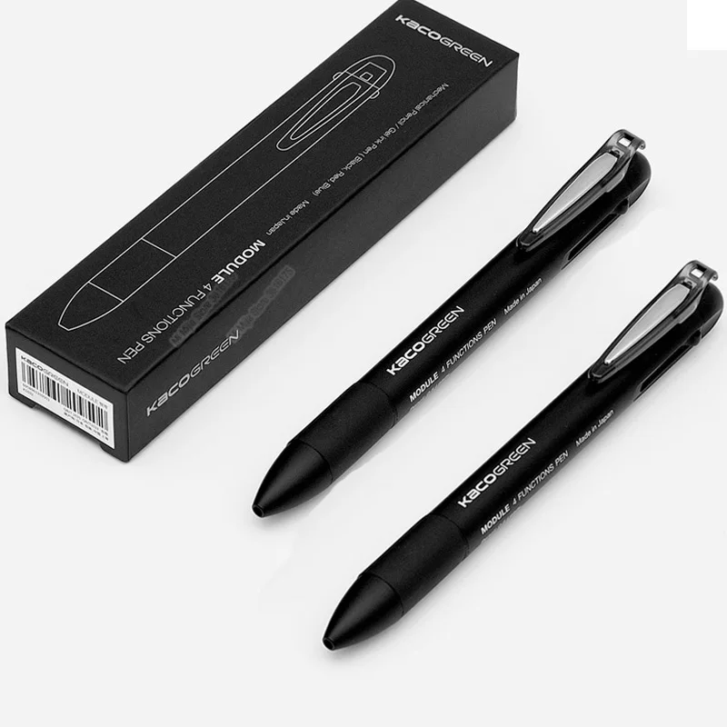 2pcs black Xiaomi Youpin KACO 4 в 1 многофункциональная ручка 0,5 мм черный синий красный стержень сменный гелевый карандаш механический карандаш японские чернила для офиса и школы - Цвет: 2pcs black