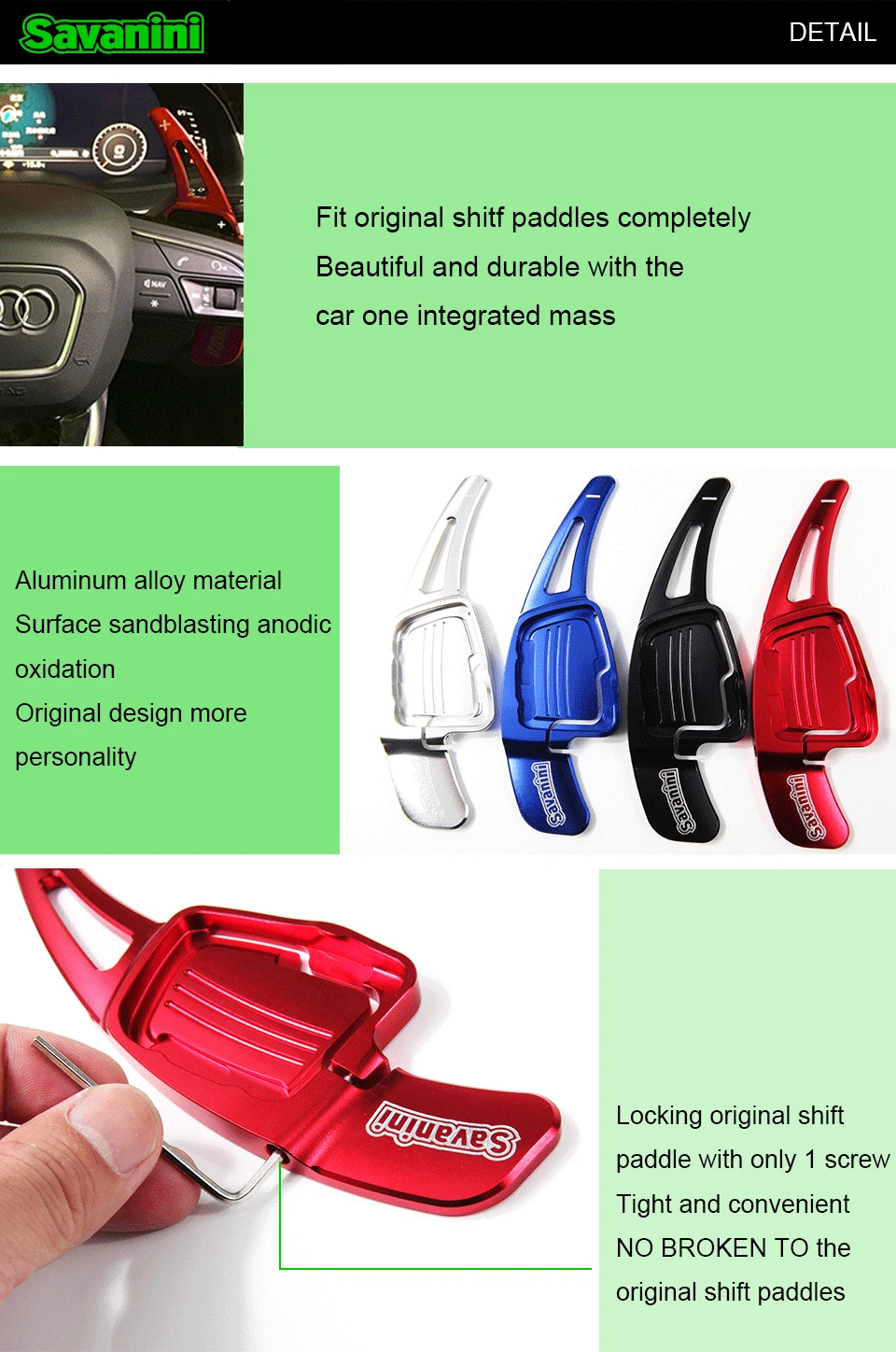 Savanini алюминиевый руль DSG Shift Paddle Shifter расширение для Audi new TT(), TTS(), Q7() A4 B9 A5 sportback