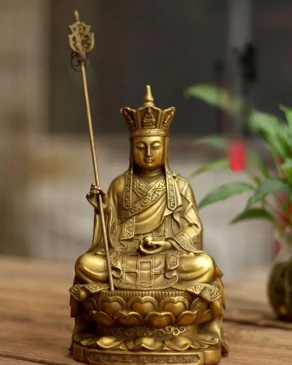 8&quotChinese Buddhism brass Copper Ksitigarbha Jizo King Bodhisattva Buddha Statue | Дом и сад