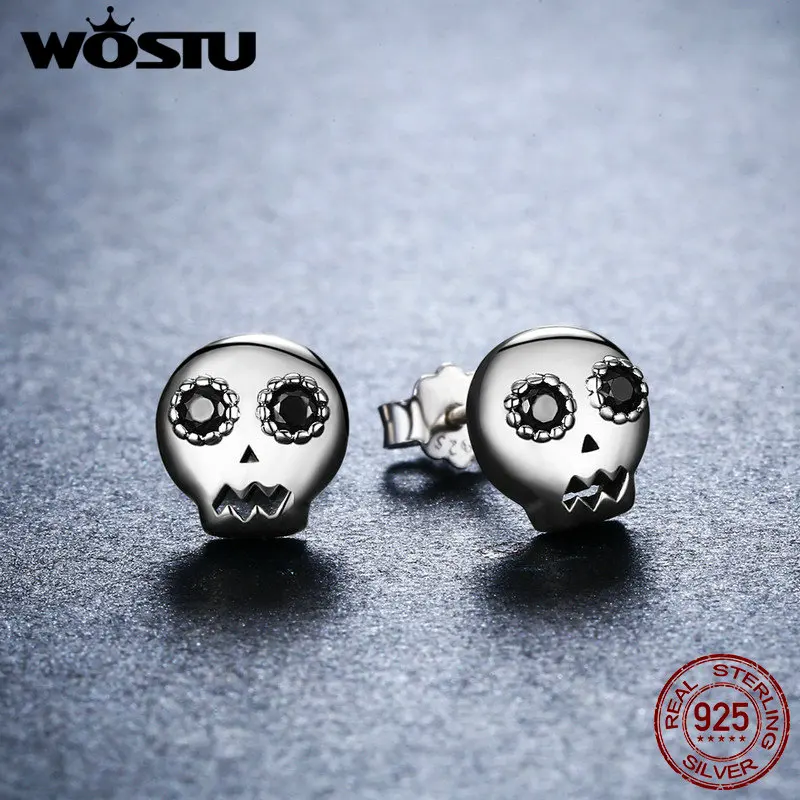 WOSTU 2020 горячая Распродажа 100% Стерлинговое Серебро 925 пробы Хэллоуин Скелет Череп