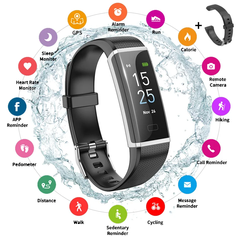Цветной экран Смарт часы для мужчин и женщин спортивный смарт Браслет фитнес