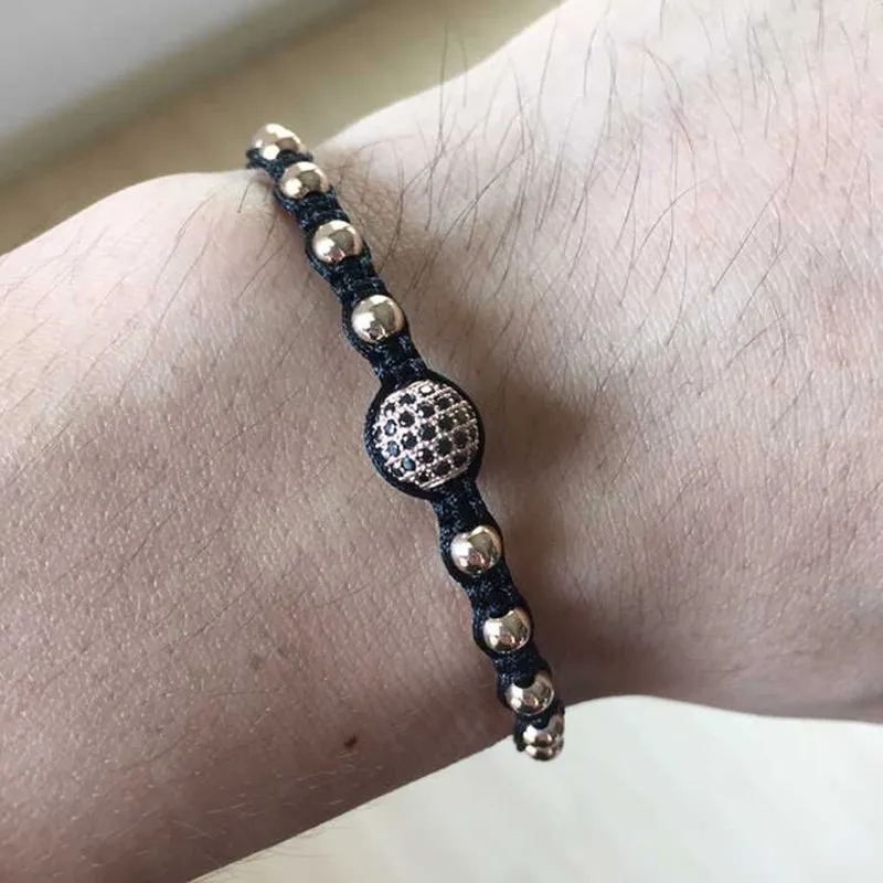 Анил Arjandas женские браслеты розовое золото 4 мм круглые бусины и 8 микро проложить