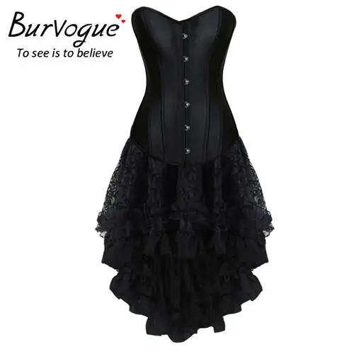 Black Burvogue сексуальные стимпанк Корсеты и бюстье кружевной топ корсет женский пуш-ап Готический корсет со стальными косточками - Цвет: Black