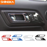 shineka interior moulding for ford mustang 2015 2017 carbon fiber decoration door bowl handle cover decoration for ford mustang
