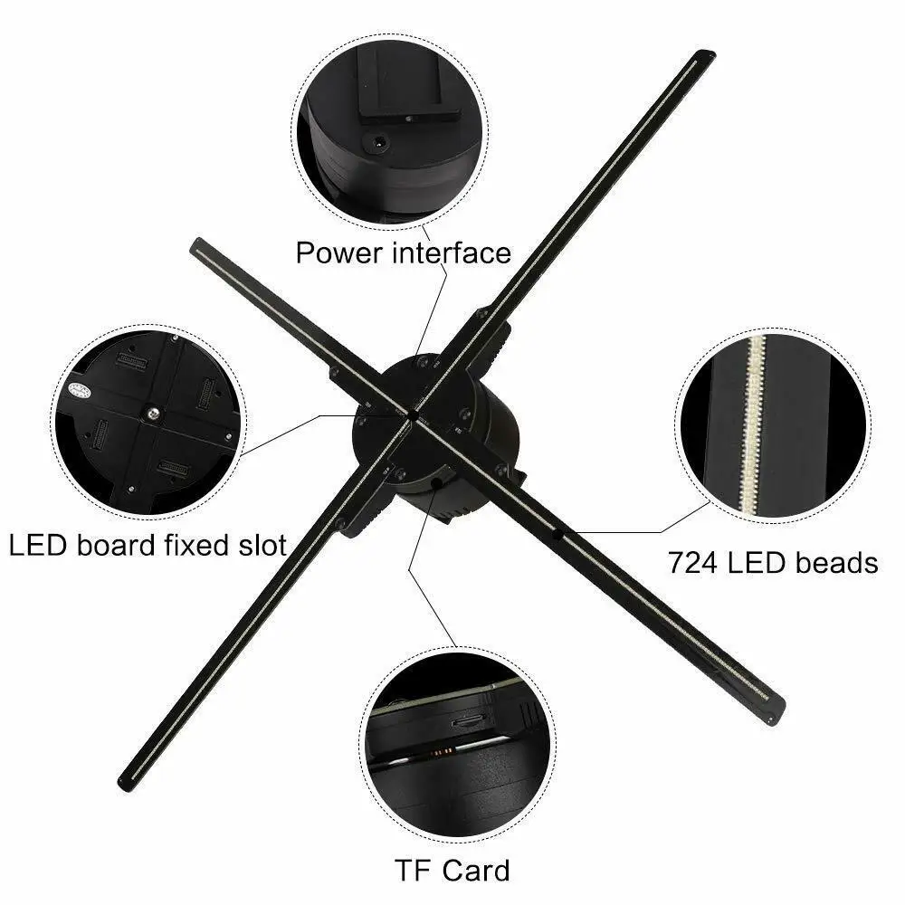 65 см WIFI 3D голограмма проектор вентилятор двойной дизайн видео HD LED дисплей
