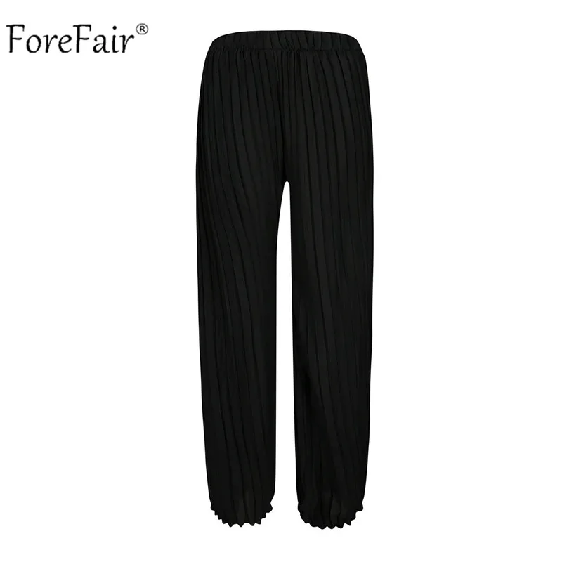 Forefair свободные брюки для женщин осень повседневные плиссированные брюки с высокой талией брюки с эластичным поясом зимние женские длинные брюки