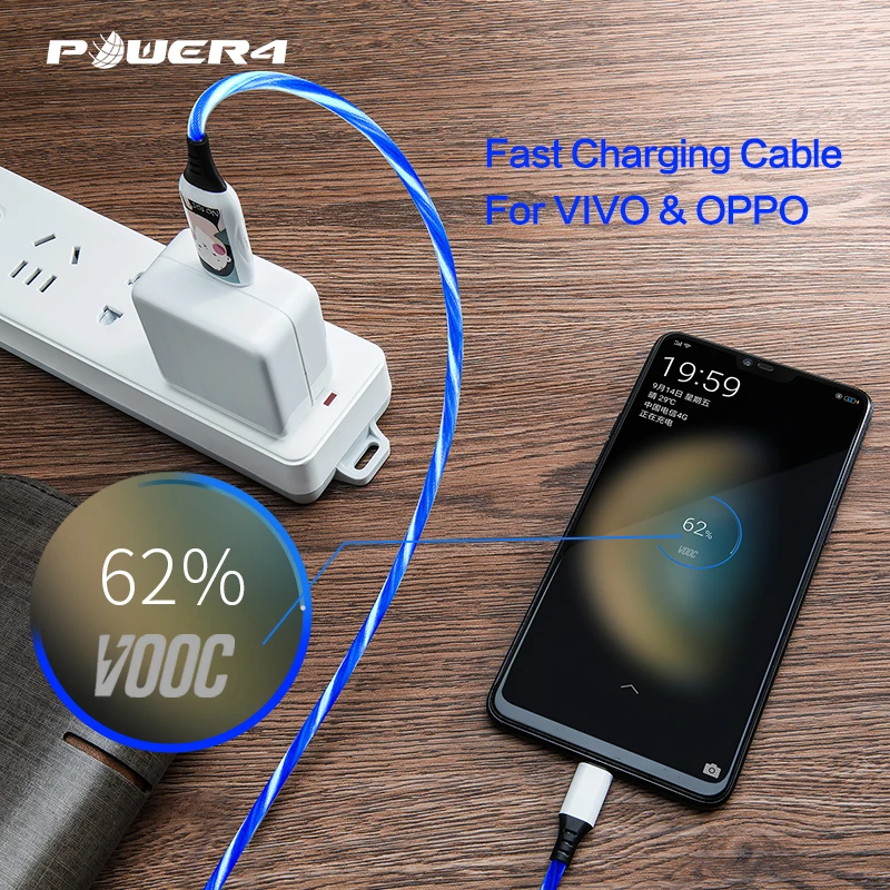 Power4 Быстрая зарядка Micro USB кабель для OPPO VIVO QC3.0 Led светящийся USB кабель для samsung Xiaomi мобильных телефонов микро кабель