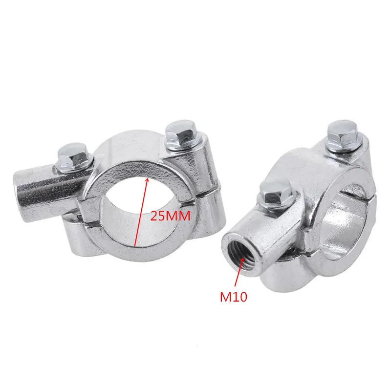 Silver-25MM M10 Универсальный 22 мм 25 мм алюминиевый руль мотоцикла зеркало заднего вида крепление Ручка Бар Кронштейн держатель аксессуары - Цвет: Silver-25MM M10