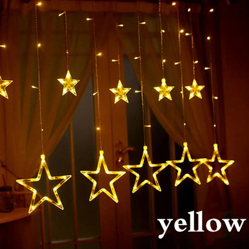 3.5M-12LED-Yellow 3,5 м 12 Светодиодный светильник-гирлянда со звездами для помещений, спальни, гирлянда, светильник-занавеска, s USB, на батарейках, гирлянда, светодиодный Сказочный светильник, на цепочке SL064 - Испускаемый цвет: 3.5M-12LED-Yellow